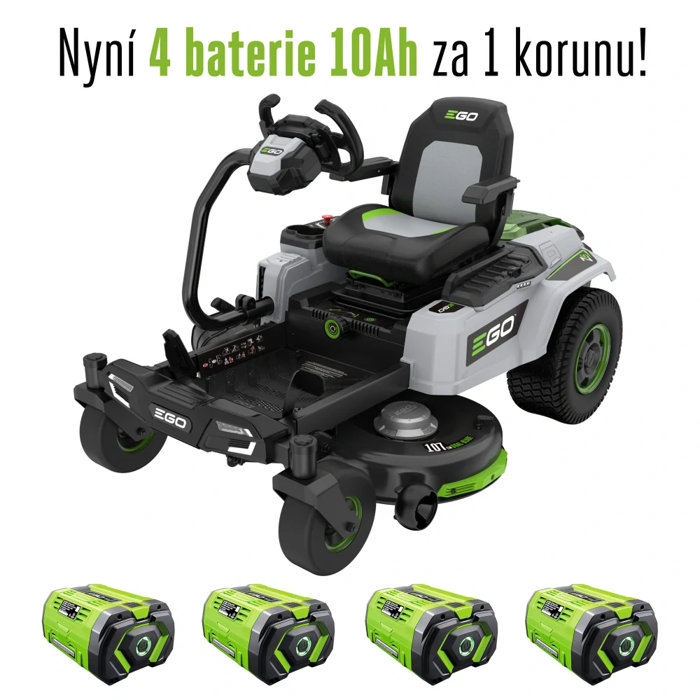 EGO aku zahradní rider s nulovým poloměrem zatáčení EGO Z6, ZT4201E-S, ovládaný volantem