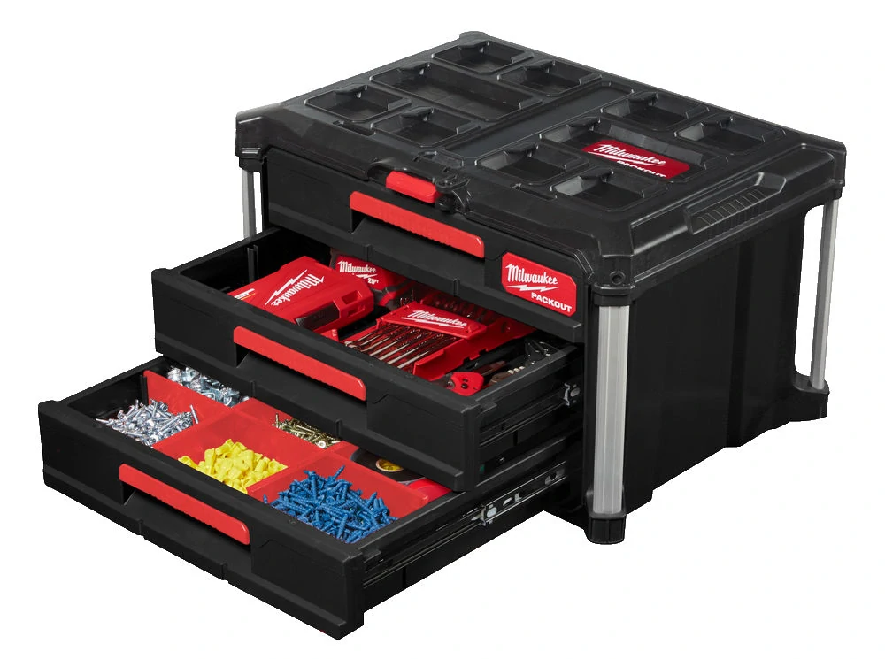 Milwaukee PACKOUT™ box na nářadí se třemi zásuvkami Packout 3 Drawer Tool Box